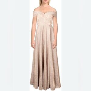 Xscape Glittering Gold Maxi Dress